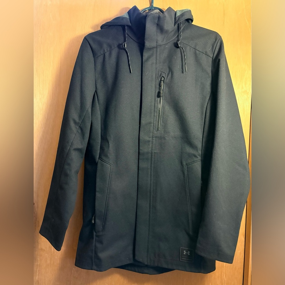 Under Armour Black Wool Town Hooded Storm Jacket - Men's size small